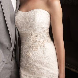 Allure Ivory Lace and Rum Satin Bridal Gown